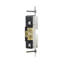 Contacto Dúplex 20 A, 125 V,  2 Polos, 3 Hilos, Cableado Posterior y  Lateral, Color Blanco (Nema 5-20R).