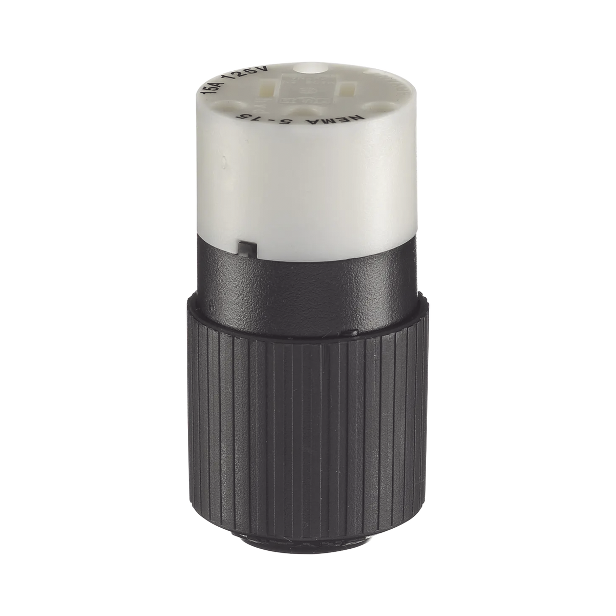 Conector de 15 A 125 V CA/ 2 Polos 3 Hilos/ Grado Industrial/ Color  Blanco y Negro/ NEMA 5-15R.