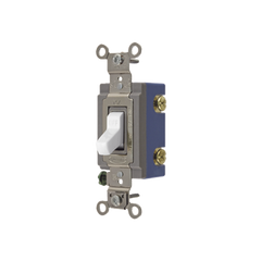 Interruptor de Palanca 15 A 120-277 V CA/ Unipolar / Grado Industrial/ Uso Extra Pesado / Cableado Lateral y Posterior / Color Blanco.