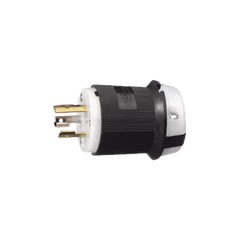 Clavija Industrial con Bloqueo de Media Vuelta / 20 A 125 V CA / 2 Polos 3 Hilos / Color Blanco y Negro / Nema L5-20P.
