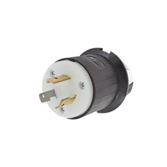 Clavija Industrial con Bloqueo de Media Vuelta / 20 A 125 V CA / 2 Polos 3 Hilos / Color Blanco y Negro / Nema L5-20P.