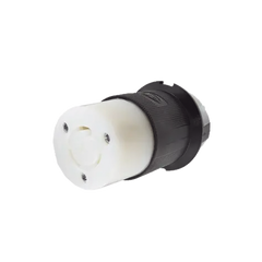 Conector Industrial con Bloqueo de Media Vuelta / 20 A 125 V CA / 2 Polos 3 Hilos / Nema L5-20R / Color Blanco y Negro.