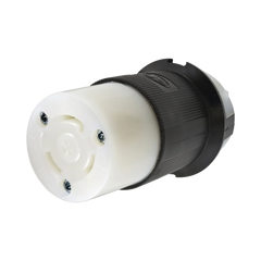 Conector Industrial con Bloqueo de Media Vuelta / 30 A 125 V CA / 2 Polos 3 Hilos / Color Blanco y Negro / Nema L5-30R.