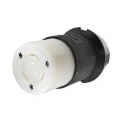 Conector Industrial con Bloqueo de Media Vuelta / 30 A 125 V CA / 2 Polos 3 Hilos / Color Blanco y Negro / Nema L5-30R.