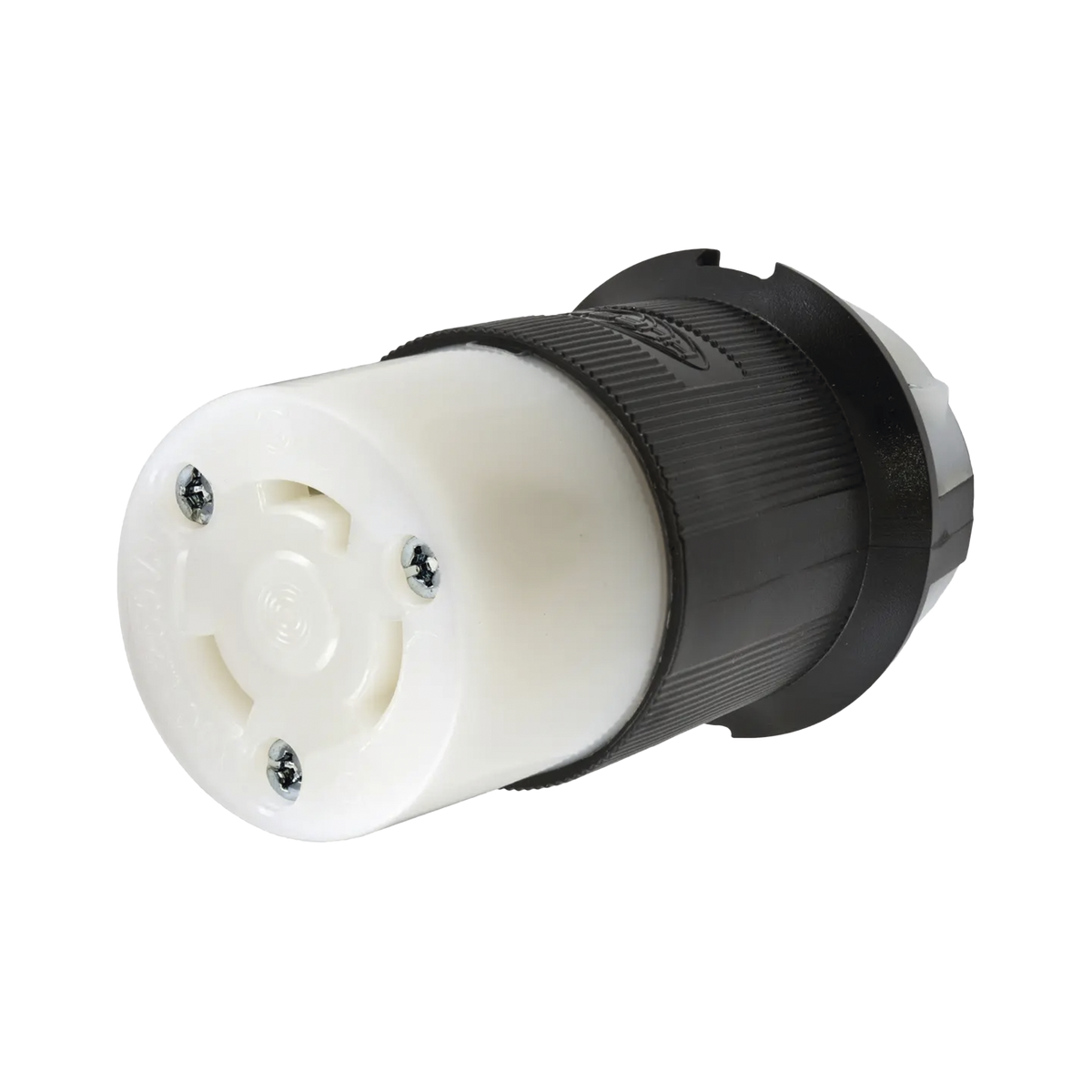 Conector Industrial con Bloqueo de Media Vuelta / 30 A 250 V CA / 2 Polos 3 Hilos / Color Blanco y Negro / Nema L6-30R.