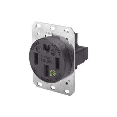 Receptáculo Recto de 50 A 125/250 V CA 3 Polos 4 Hilos (Nema 14-50R).