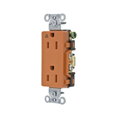 Contacto Dúplex Conexión a Tierra Aislada/ 15A 125V/ 2 polos 3 Hilos/ Nema 5-15R /Grado Comercial Decorativo/ Color Naranja.
