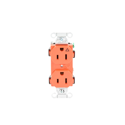 Contacto Dúplex Conexión a Tierra Aislada/ 15A 125V/ 2 polos 3 Hilos/ Nema 5-15R /Grado Comercial/ Color Naranja.