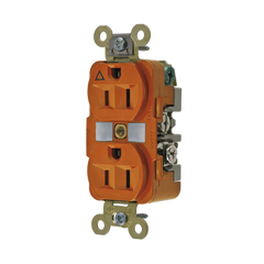 Contacto Dúplex Conexión a Tierra Aislada 15A 125V/ 2 Polos 3 Hilos/ Color Naranja/ Nema 5-15R/ Grado Industrial.