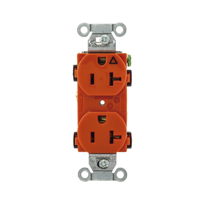 Contacto Dúplex Conexión a Tierra Aislada/ 20 A 125 V/ 2 polos 3 Hilos/ Color naranja/ Nema 5- 20R/ Grado Comercial.