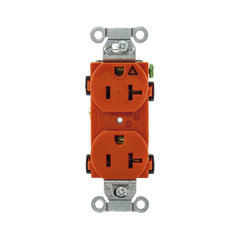 Contacto Dúplex Conexión a Tierra Aislada/ 20 A 125 V/ 2 polos 3 Hilos/ Color naranja/ Nema 5- 20R/ Grado Comercial.