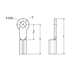 Zapata Terminal de Ojillo  para Tornillo 3/16" (5 mm) y Cable Calibre 16-14 AWG.