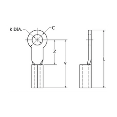 Zapata Terminal de Ojillo  para Tornillo 3/16" (5 mm) y Cable Calibre 16-14 AWG.