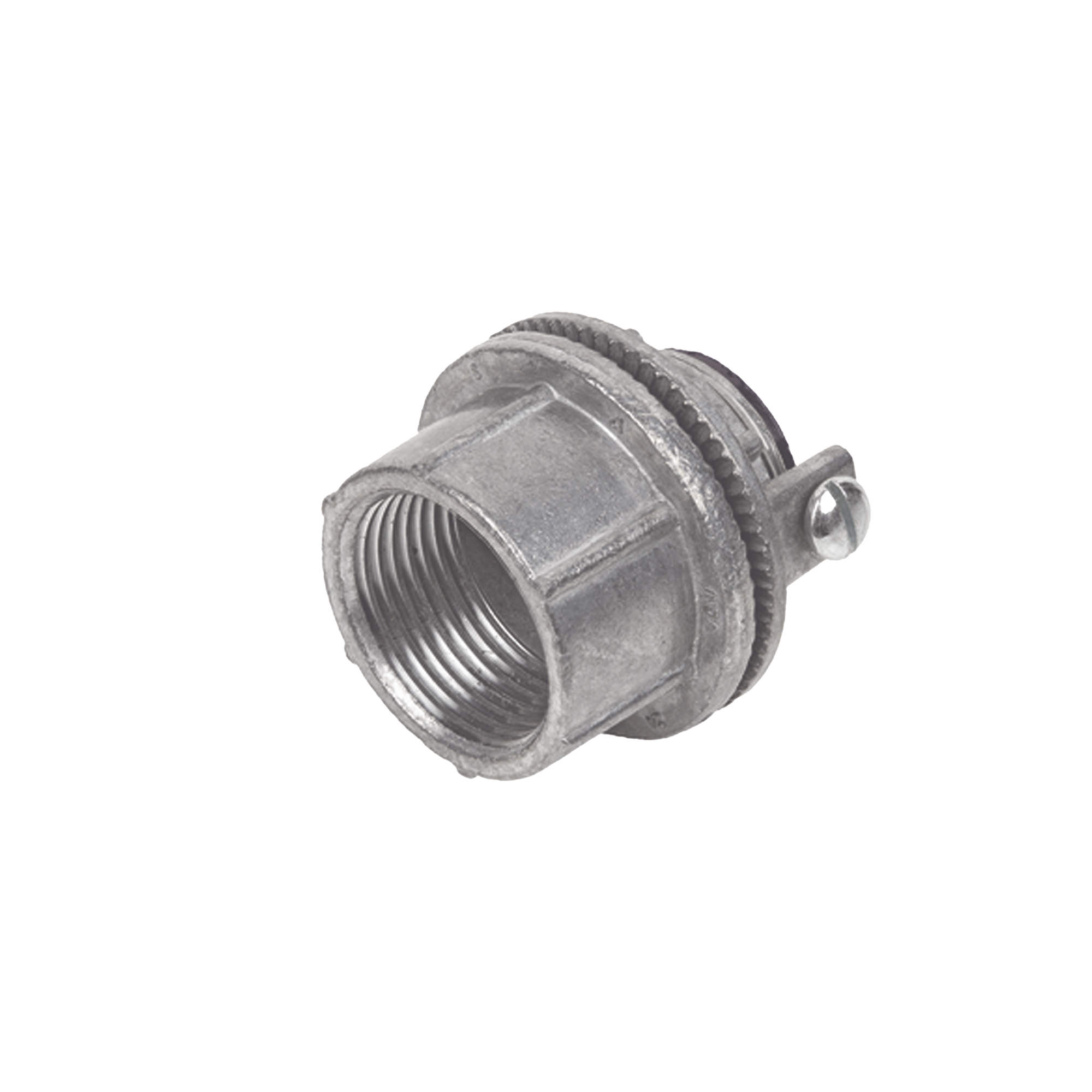 Conector Myers de Zinc  1 1/4"  con Tornillo para Puesta a Tierra.