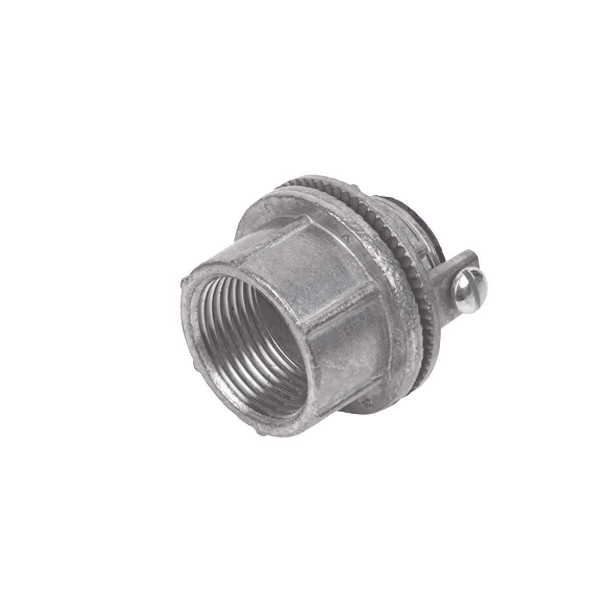 Conector Myers de Zinc  1 1/4"  con Tornillo para Puesta a Tierra.