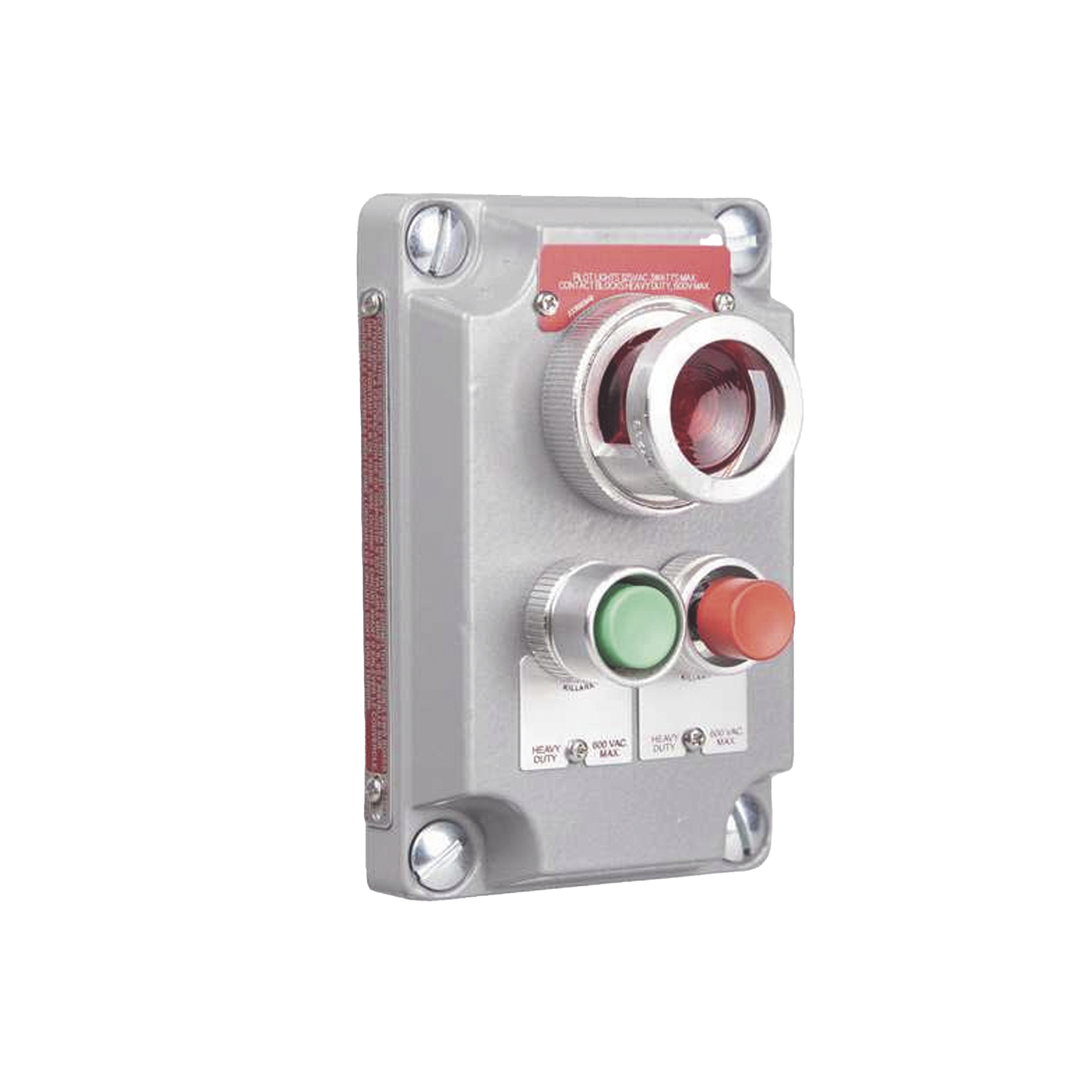 Cubierta para Estación de Control con 2 Botones Pulsadores Rojo-Verde y Luz Piloto Roja / Uso en Áreas Clasificadas