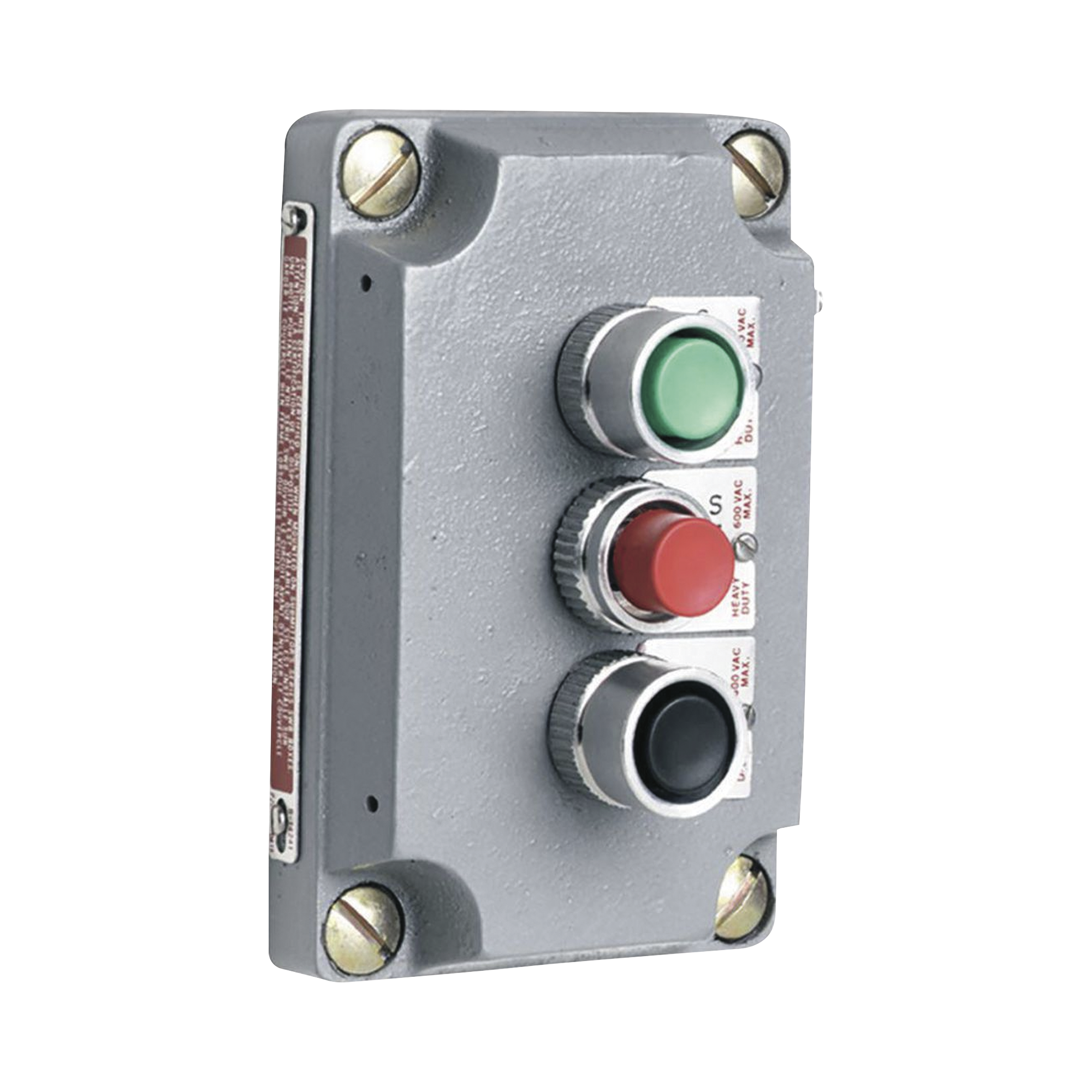 Cubierta para Estación de Control con Tres Botones Pulsadores Rojo-Verde-Negro. / Uso en Áreas Clasificadas.