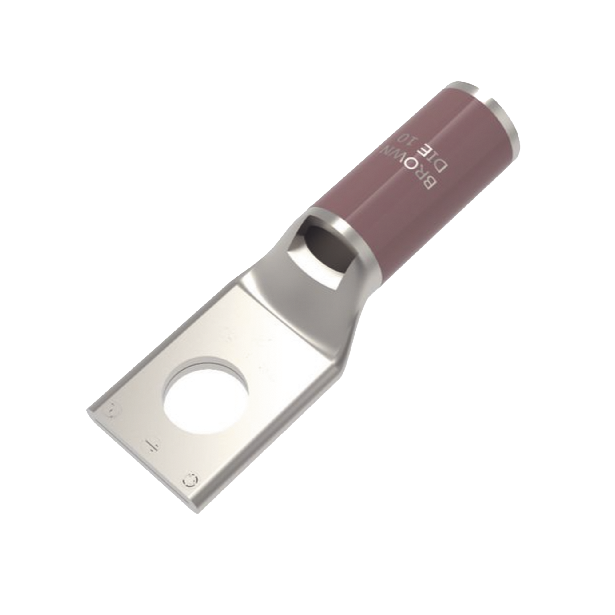 Zapata Terminal de Compresión de Cobre Electrolítico Estañado de Cañón Corto para Tornillo de 1/2" y Calibre 2 AWG.
