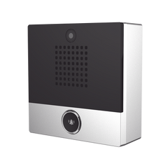 Mini video Intercomunicador para hotelería y hospitales, con diseño elegante, PoE, cámara 1Mpx, 1 botón, 1 relevador integrado de salida y entrada.