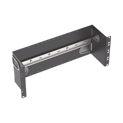 Soporte Industrial Para Instalar Equipos de Montaje en Riel DIN, Para Racks o Gabinetes Estándar de 19in, de 4UR, Color Negro