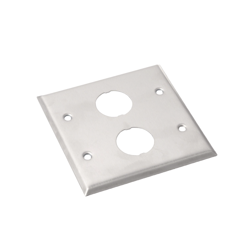 Placa de Pared Doble IndustrialNet?, Para 2 Conectores Industriales, de Acero Inoxidable