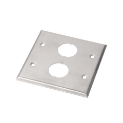 Placa de Pared Doble IndustrialNet?, Para 2 Conectores Industriales, de Acero Inoxidable