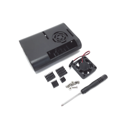 Kit Gabinete para Raspberry Pi 4 Model B / Plástico ABS / Color Negro / Ventilador / Disipadores / Incluye Desarmador