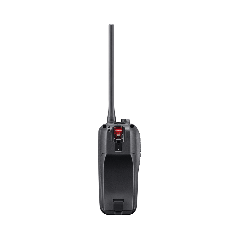 Radio portátil marino flotante con receptor AIS y GPS incluido, Tx: 156.025-157.425 MHz Rx: 156.050-163.275 MHz, opera en canales INT, USA, CAN, WX, Incluye antena, batería, cargador, cable de encendedor y clip.