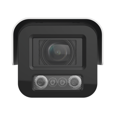 Bala IP 4 Megapixel / Lente Mot. 2.8 - 12 mm / Luz Dual (IR y Luz Blanca) / Reconocimiento Facial / Heat Map / ACUSENSE / Metadata / IK10 / IP67 / WDR 140 dB / DeepinView