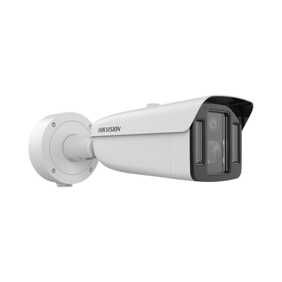 [TandemVu] Bala IP Dual 4 Megapixel (2 Lentes) / Lente Fijo (4 mm / ColorVu) y Lente Mot. (5 a 20 mm / DarkFighter X) / Luz Dual (IR y Luz Blanca) / IP67 / IK10 / Reconocimiento Facial / ACUSENSE / WDR 140 dB / DeepinView / Búsqueda por Atributos