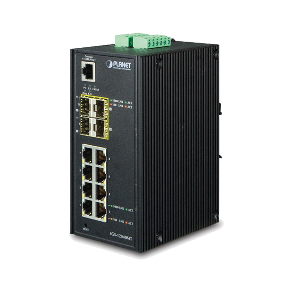 Switch Industrial Administrable de 8-Puertos 10/100/1000T + 4-Puertos 100/1000X SFP