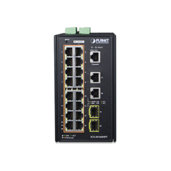 Switch Industrial Administrable 16 puertos 10/100/1000 T 802.3at PoE + 2 Puertos 10/100/1000 T + 2 puertos 100/1000 X SFP