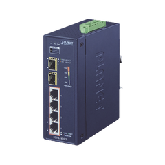 Switch PoE Industrial No Administrable de 4 Puertos PoE 10/100/1000T 802.3at, 2 Puertos SFP 10/1000X
