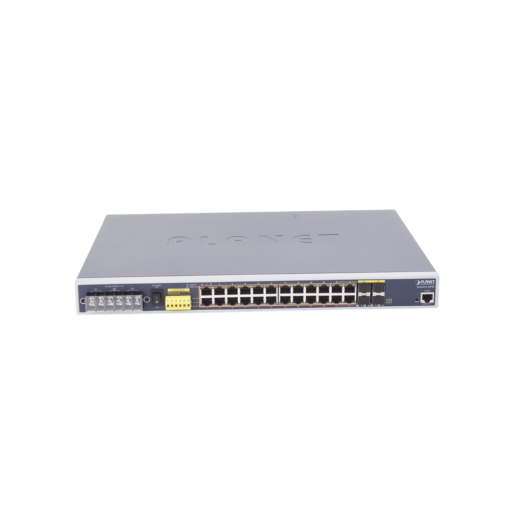 Switch PoE Industrial Capa 3, Con 24 Puertos PoE Gigabit  802.3af/at, 4 Puertos SFP Compartidos 100 / 1000X, Soporta temperaturas extremas de -40 ~ 75°C