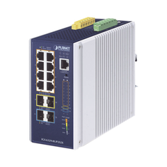 Switch Industrial Administrable Capa 3, Con 8 Puertos PoE Gigabit 802.3bt, 2 Puertos SFP de 1 G / 2.5 G, 2 Puertos SFP 10 G