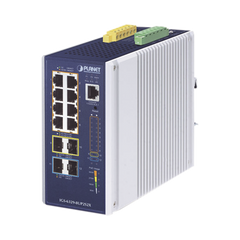 Switch Industrial Administrable Capa 3, Con 8 Puertos PoE Gigabit 802.3bt, 2 Puertos SFP de 1 G / 2.5 G, 2 Puertos SFP 10 G