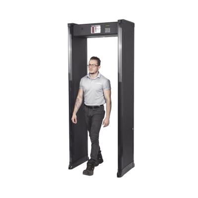 Arco Detector de Metales de 6 Zonas para Intemperie con Anclaje para Fijarse al Piso. Incluye Sensor IR para evitar falsas Alarmas / Certificado por la Administración Federal de Aviación de EE. UU. (FAA)