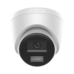 [Dual Light] Turret IP de 2 Megapixel   / Lente 2.8 mm /  Ángulo de visión 101° / 20 mts IR + 15 mts Luz Blanca / Micrófono Integrado / ACUSENSE Lite /  Exterior IP67 / PoE / dWDR / H.265+ / ONVIF
