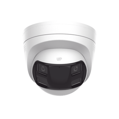 [Dual Light] Turret IP 6 Megapixel / Imagen Panorámica 180°/ PoE / Micrófono y Bocina Integrado / Exterior IP67 / Audio Bidireccional / Alarma Visual y Auditiva Integrada / Smart Supplement Light / Micro SD 512 GB
