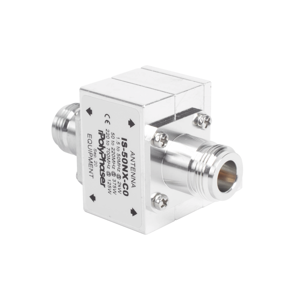 Protector Coaxial RF / 1.5-700 MHz / 50 Ω / Conectores N Hembra / Ceja Lateral / 2 kW