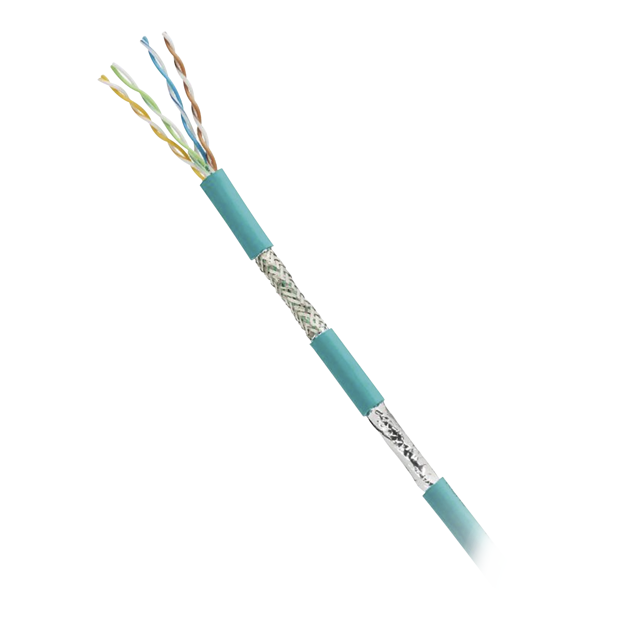Bobina de Cable Blindado SF/UTP Categoría 5e de 4 Pares, Uso Industrial con Resistencia al Aceite y Rayos UV, Multifilar 24/7 (Flexible), Color Azul Cerceta, Bobina de 305 Metros (1000 Pies)
