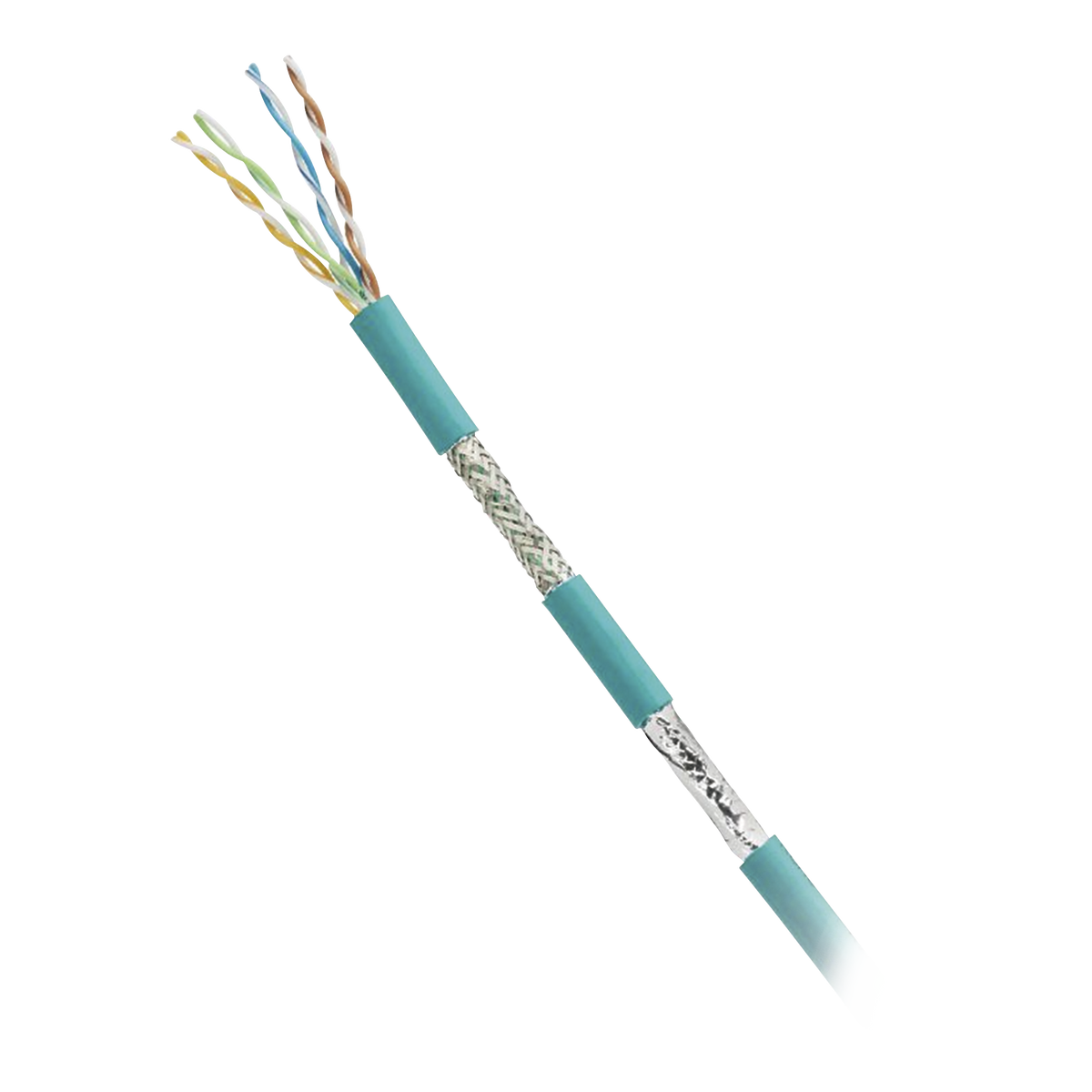 Bobina de Cable Blindado SF/UTP Categoría 5e de 4 Pares, Uso Industrial con Resistencia al Aceite y Rayos UV, Multifilar 24/7 (Flexible), Color Azul Cerceta, Bobina de 305 Metros (1000 Pies)