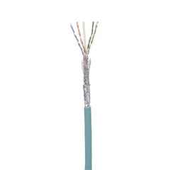 Bobina de Cable Blindado SF/UTP Categoría 6A, Uso Industrial con Resistencia al Aceite y Rayos UV, Multifilar 24/7 (Flexible), Color Azul Cerceta, Bobina de 305 Metros (1000 Pies)