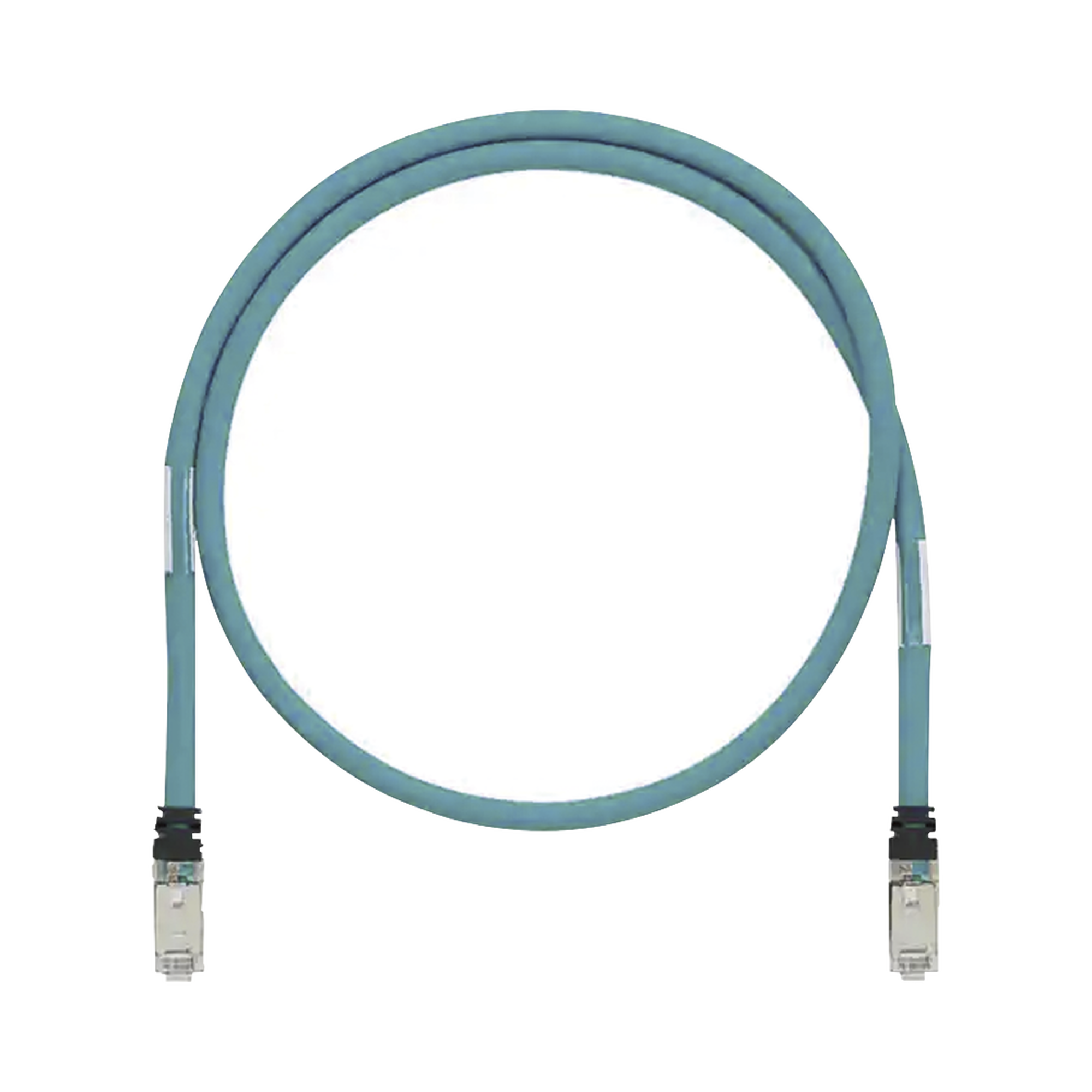 Patch Cord Cat6A de Grado Industrial 600V, Blindado SF/UTP, Calibre 26 AWG, Color Aqua, 2 Metros (6.56 Pies)