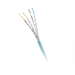 Bobina de Cable Blindado S/FTP Categoría 6A, Uso Industrial con Resistencia al Aceite, Rayos UV y Abrasión, Multifilar (Flexible), Color Azul Cerceta, Bobina de 500 Metros (1640 Pies)