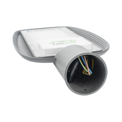 Luminaria LED  de 100 W / 100 - 265 V CA~50/60 Hz / Fotocelda  / Color Blanco/ Dimensiones 200 x 465 x 78 mm / Ángulo de Luz 135°.