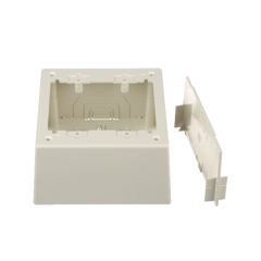 Caja de Pared Superficial Doble, con Divisor Opcional, Uso Universal con Placas de Pared, Color Blanco Mate