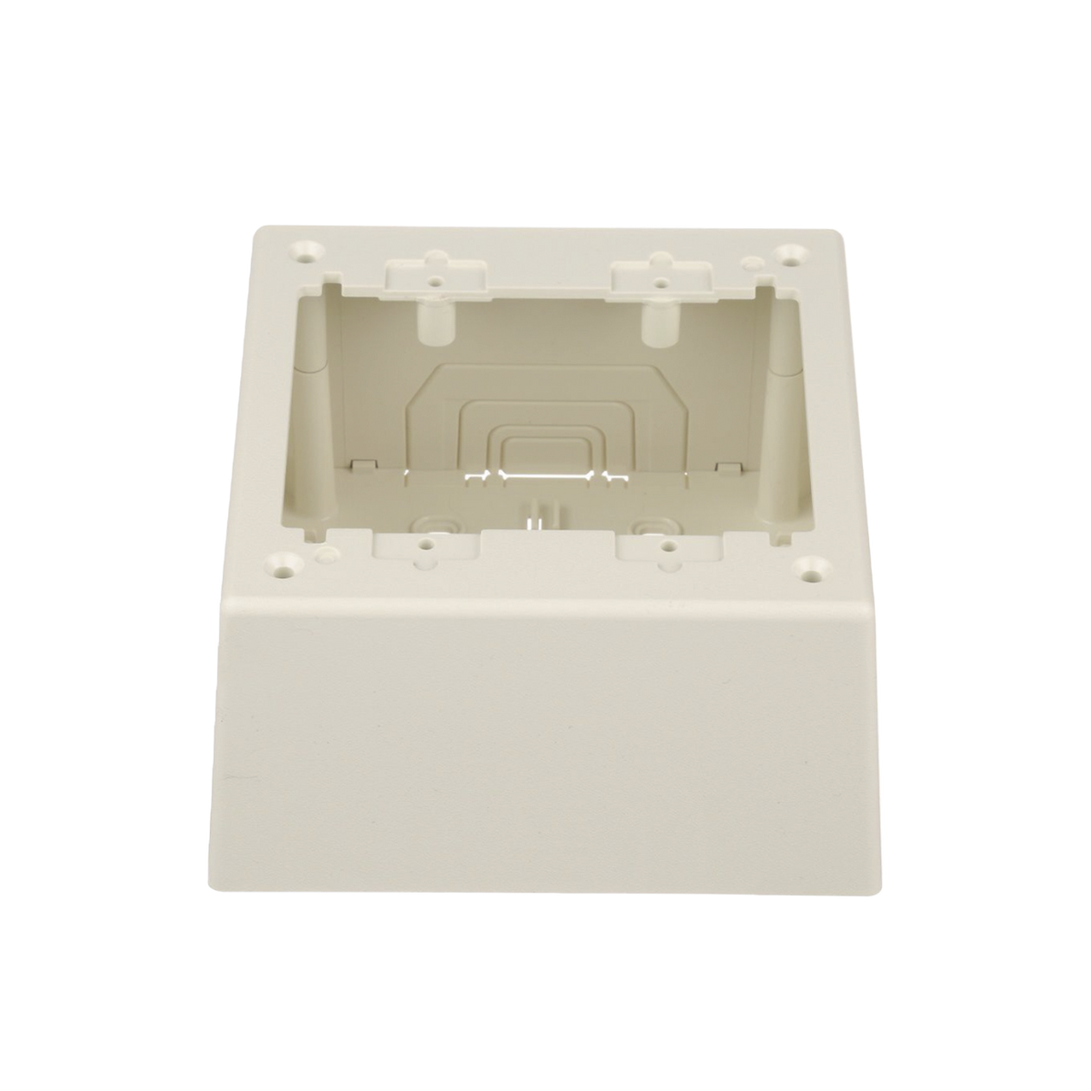 Caja de Pared Superficial Doble, con Divisor Opcional, Uso Universal con Placas de Pared, Color Blanco Mate