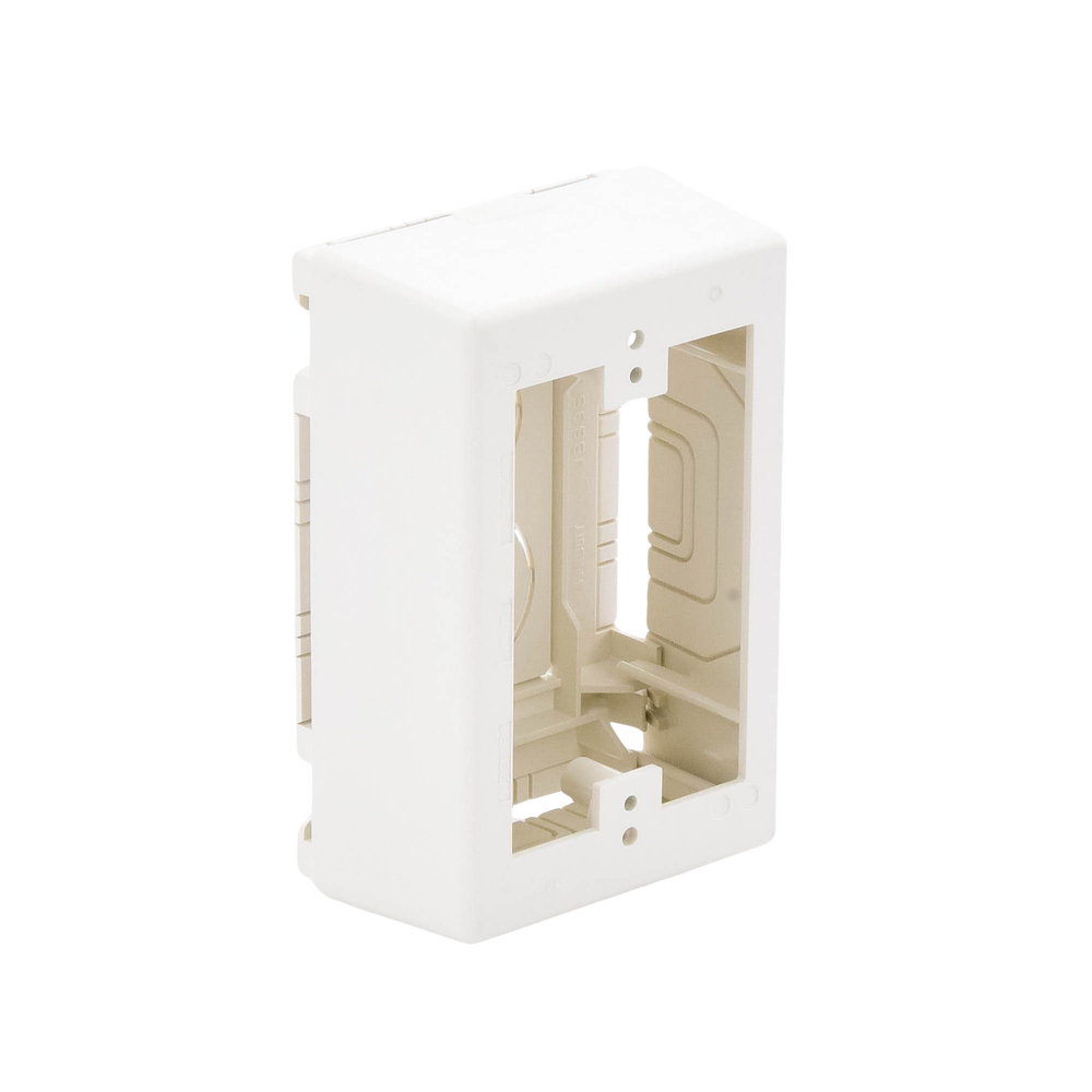 Caja de Pared Superficial, Uso Universal con Placas de Pared, con Cinta Adhesiva, Color Blanco Mate