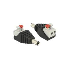 Adaptador tipo Jack de 3.5 mm Macho Polarizado de 12 Vcc con Terminales de Presión.